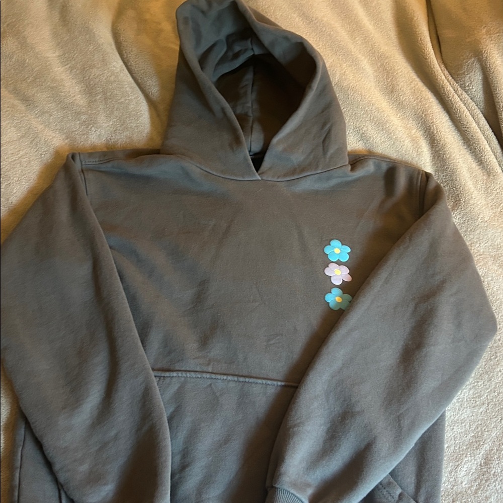Out of Stock PacSun Gray Unisex Oversized Hoodie with Floral Design